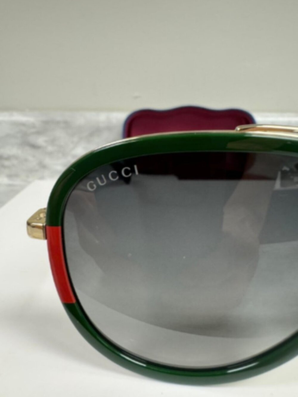 GUCCI | NEW | 0062S | 0062S - 003 | GOLD - GREEN - RED | GRADIENT GREY - Picture 5 of 6